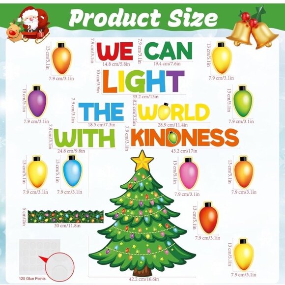 Christmas Classroom World Kindness Bulletin Board Set Light Bulb Name Tags - Picture 5 of 6